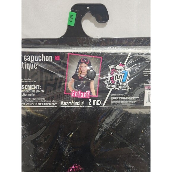 MONSTER HIGH FANGTASTIC HOODIE ZIP VEST BLACK COSTUME With GLOVES CHILD M 8-10 - Picture 7 of 9